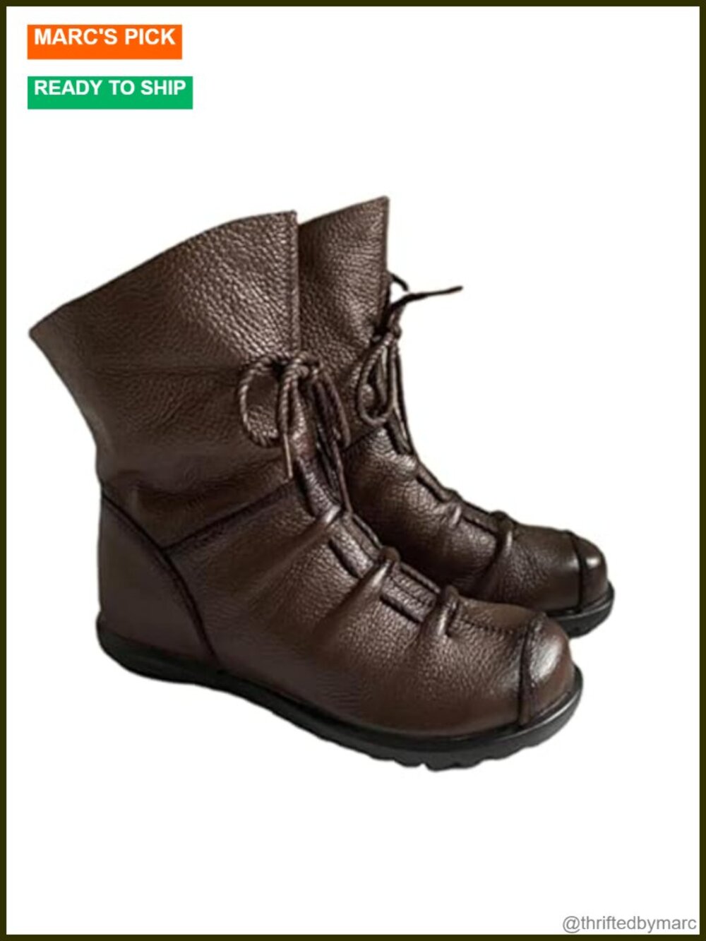 Women's Genuine Leather Casual Soft Flat Boots Renaissance Handmade Historical